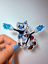 Afbeelding in Gallery-weergave laden, Cuphead and Mugman Vinyl Sticker- Handmade- Unofficial- Video Games
