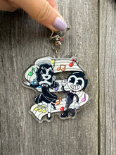 Cargar imagen en el visor de la galería, Batim Keychain- Angel and Demon- Epoxy- Glitter-Videogames