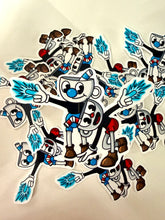 Afbeelding in Gallery-weergave laden, Cuphead and Mugman Vinyl Sticker- Handmade- Unofficial- Video Games