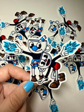 Afbeelding in Gallery-weergave laden, Cuphead and Mugman Vinyl Sticker- Handmade- Unofficial- Video Games