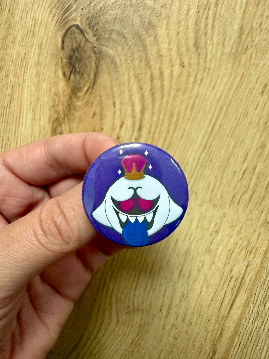 King Boo Button 32mm - Handmade- Video games -Ghost