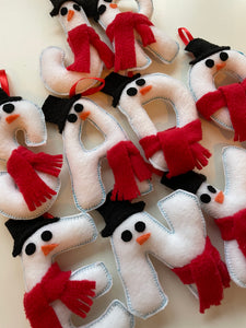 Snowmen Letter Ornament (Custom) -Christmas -Decoration- Christmas Tree
