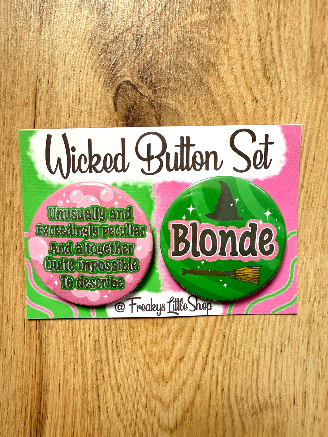 Wickedly Pink And Green Button Set *Unusual and Blonde*