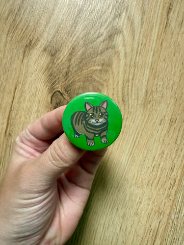 Spinning Cat Meme Button 32mm- Handmade- Viral- Cats- Funny